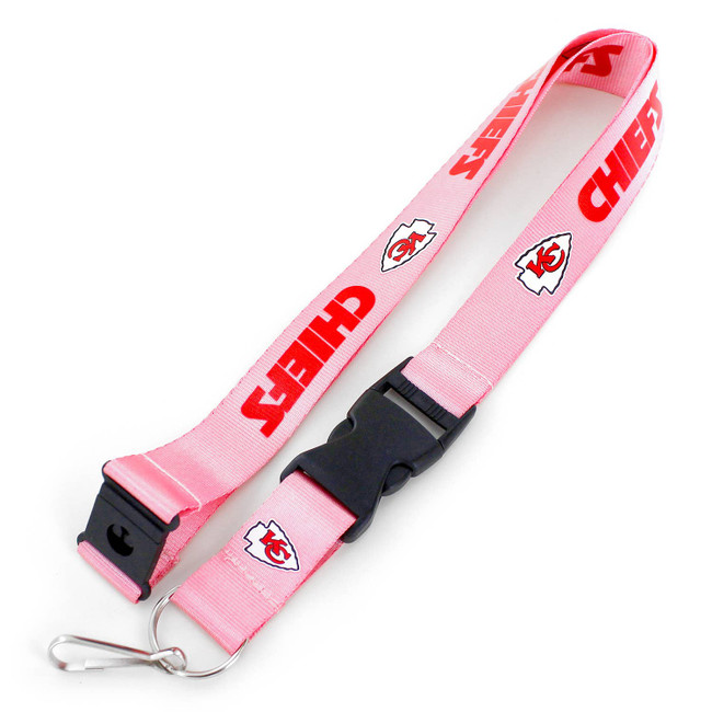 NFL Kansas City Chiefs Team Lanyard Keychain ID Holder NFL Fan Accessory, Pink