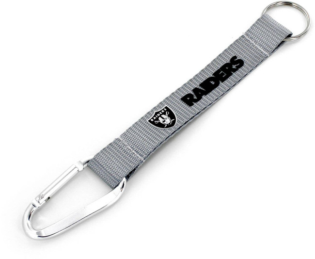 NFL Las Vegas Raiders Carabiner Lanyard Keychain ID Holder NFL Fan Accessory Keychain, Gray