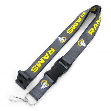 NFL Los Angeles Rams Team Lanyard Keychain ID Holder NFL Fan Accessory, Charcoal