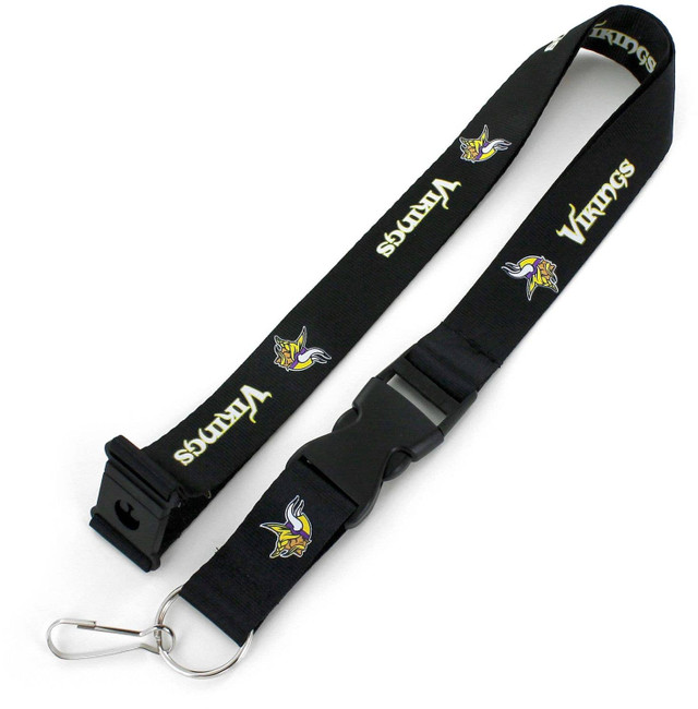 NFL Minnesota Vikings Team Lanyard Keychain ID Holder NFL Fan Accessory, Black