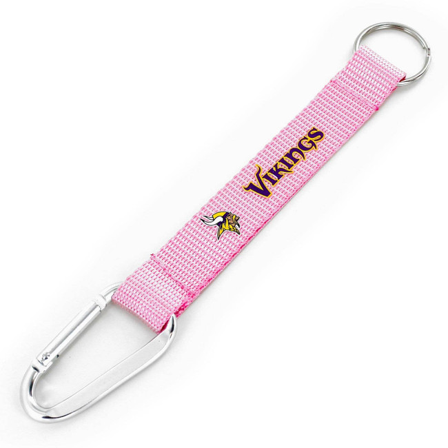 NFL Minnesota Vikings Carabiner Lanyard Keychain ID Holder NFL Fan Accessory Keychain, Pink
