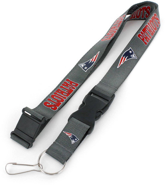 NFL New England Patriots Team Lanyard Keychain ID Holder NFL Fan Accessory, Charcoal
