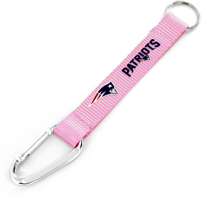 NFL New England Patriots Carabiner Lanyard Keychain ID Holder NFL Fan Accessory Keychain, Pink