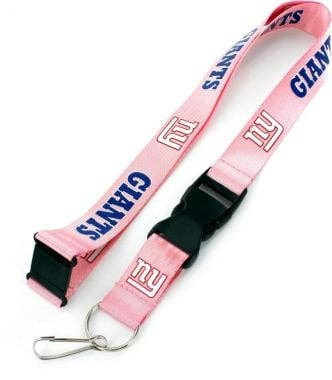 NFL New York Giants Team Lanyard Keychain ID Holder NFL Fan Accessory, Pink