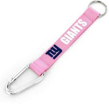 NFL New York Giants Carabiner Lanyard Keychain ID Holder NFL Fan Accessory Keychain, Pink