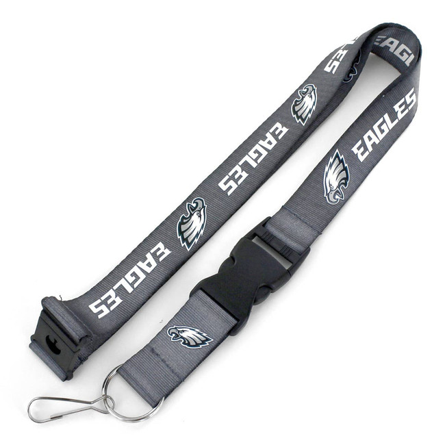 NFL Philadelphia Eagles Team Lanyard Keychain ID Holder NFL Fan Accessory, Charcoal
