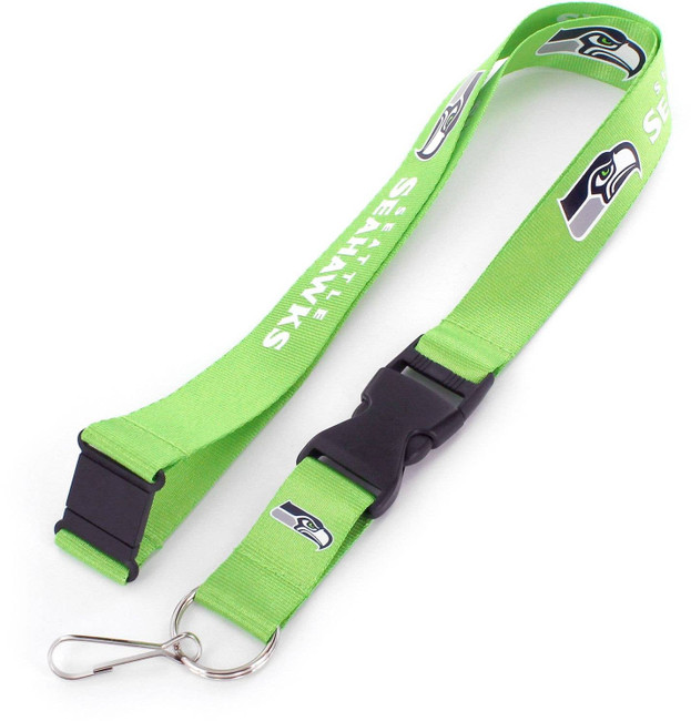 NFL Seattle Seahawks Team Lanyard Keychain ID Holder NFL Fan Accessory, Lime Green