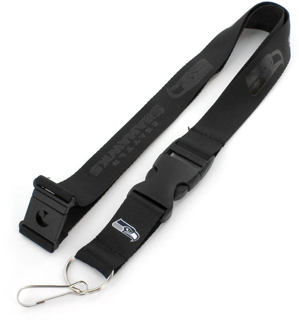 NFL Seattle Seahawks Black on Black Lanyard Keychain ID Holder NFL Fan Accessory