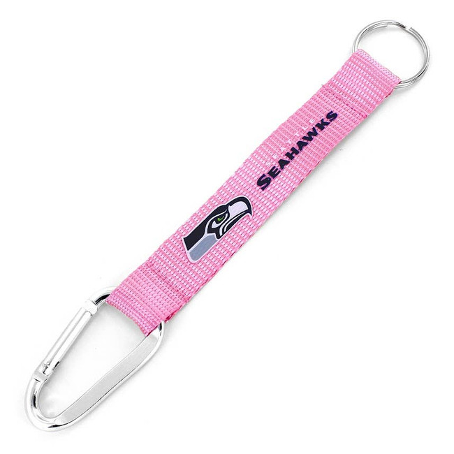 NFL Seattle Seahawks Carabiner Lanyard Keychain ID Holder NFL Fan Accessory Keychain, Pink
