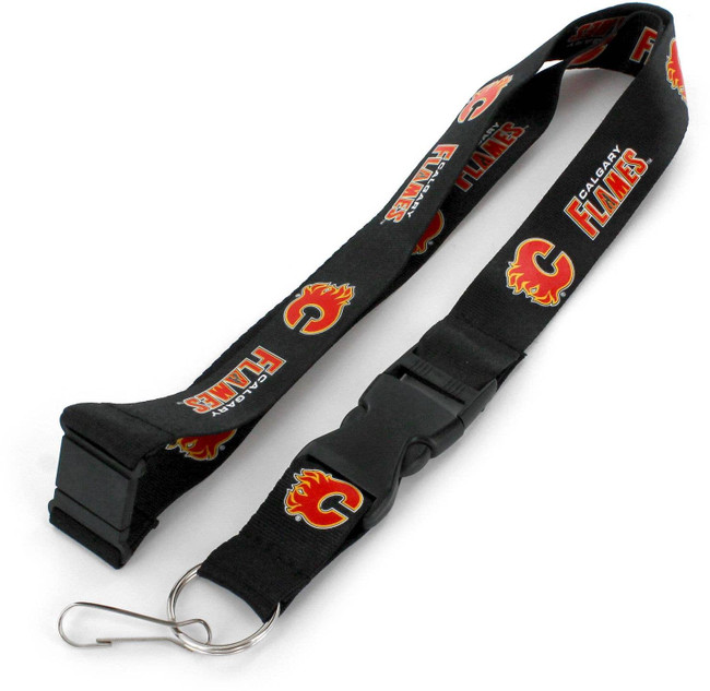 NHL Calgary Flames Team Lanyard Keychain ID Holder NHL Fan Accessory, Black