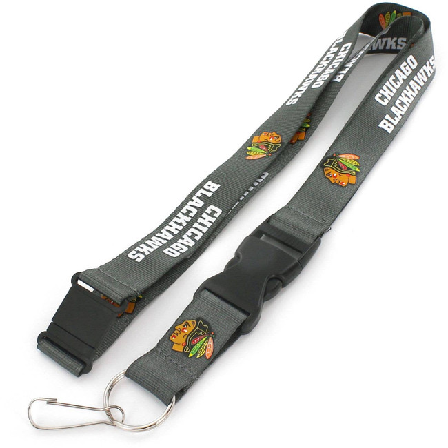 NHL Chicago Blackhawks Team Lanyard Keychain ID Holder NHL Fan Accessory, Charcoal