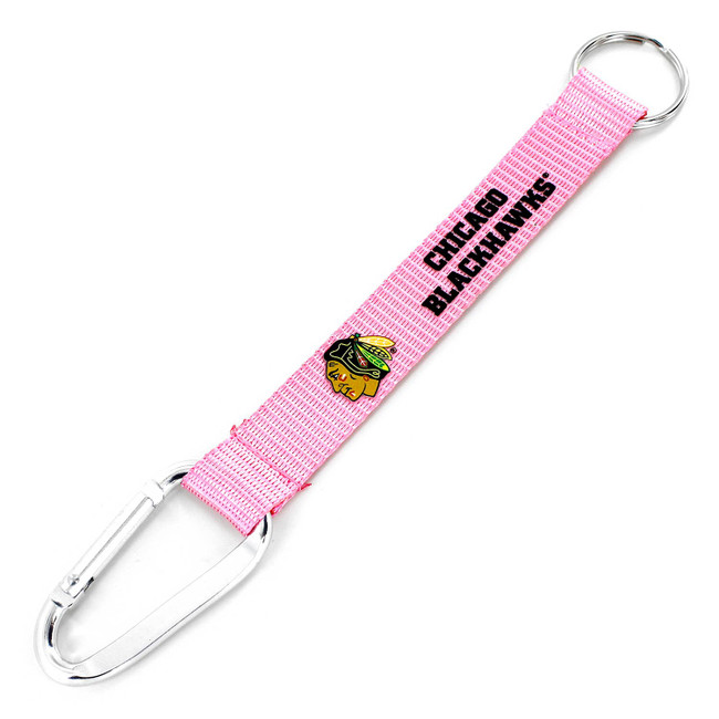 NHL Chicago Blackhawks Pink Carabiner Lanyard Keychain ID Holder NHL Fan Accessory Keychain