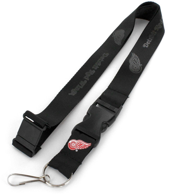 NHL Detroit Red Wings Black on Black Lanyard Keychain ID Holder NHL Fan Accessory