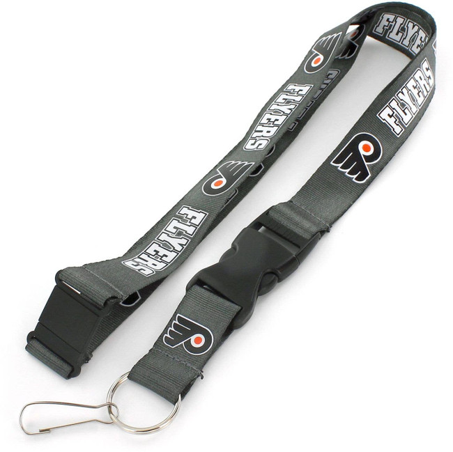 NHL Philadelphia Flyers Team Lanyard Keychain ID Holder NHL Fan Accessory, Charcoal