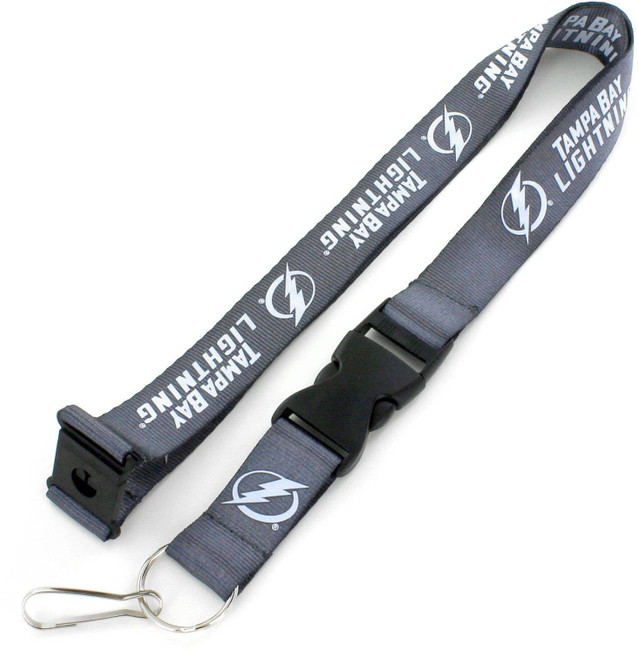 NHL Tampa Bay Lightning Team Lanyard Keychain ID Holder NHL Fan Accessory, Charcoal