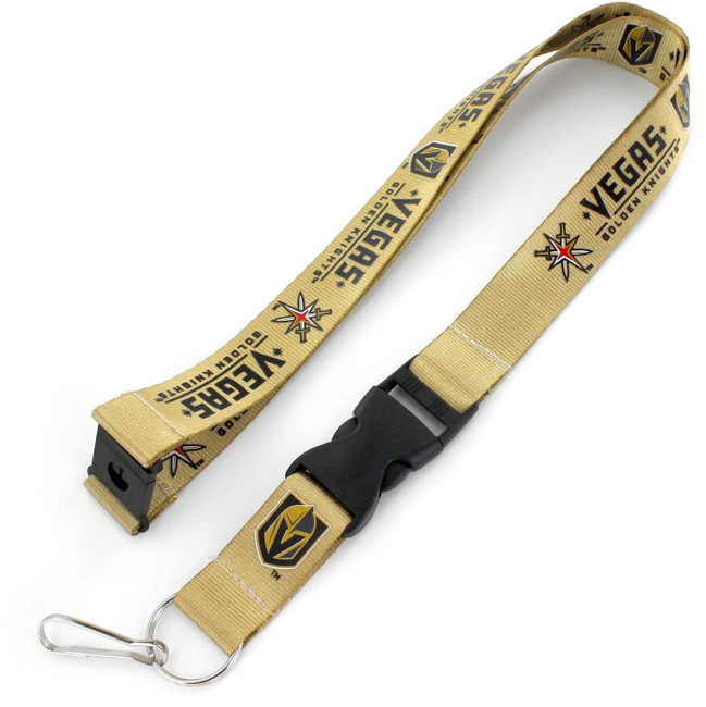 NHL Vegas Golden Knights Team Lanyard Keychain ID Holder NHL Fan Accessory, Gold