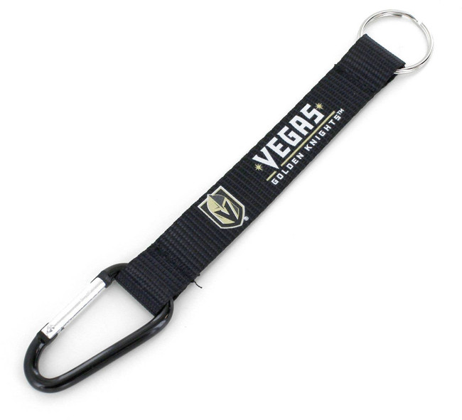 NHL Vegas Golden Knights Carabiner Lanyard Keychain ID Holder NHL Fan Accessory Keychain, Black