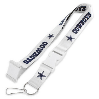 DALLAS COWBOYS (WHITE W/WHT BUCKLE) TEAM Lanyard Keychain ID Holder NFL Fan Accessory