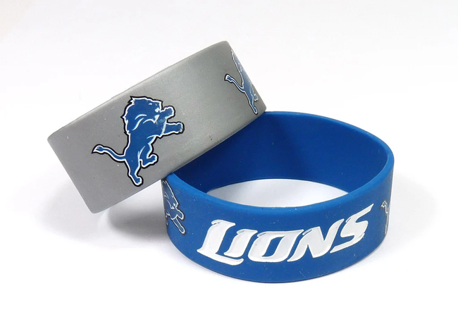 Detroit Lions Silicone Rubber Bracelet 2-Pack