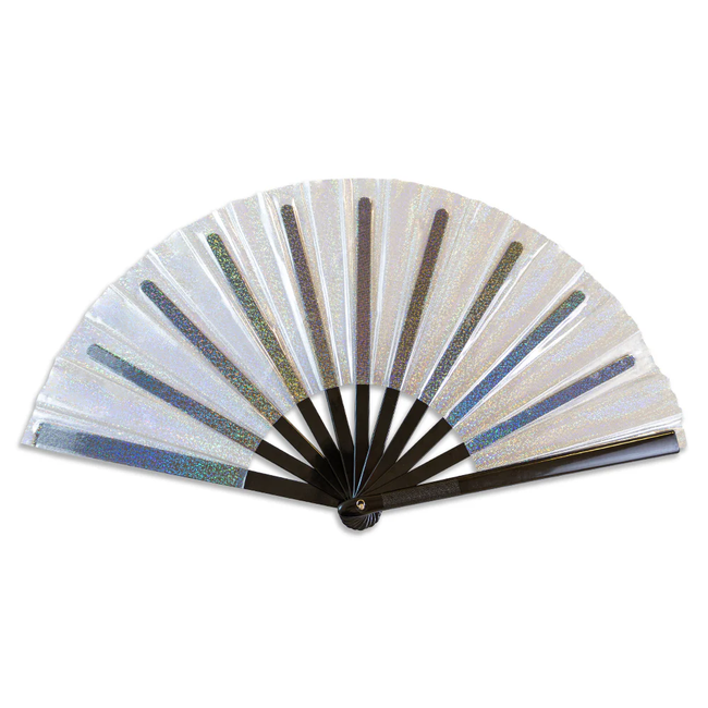 Transparent Glitter Clear X-Large Hand Fan