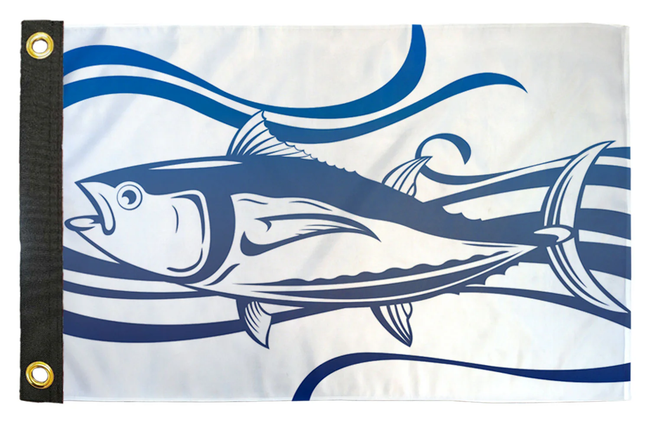 Bluefin Tuna 12x18 Inch Boat & Off-Road Whip Flag – Fishing Flag for UTV, SXS, Dune Buggy & Marine Use
