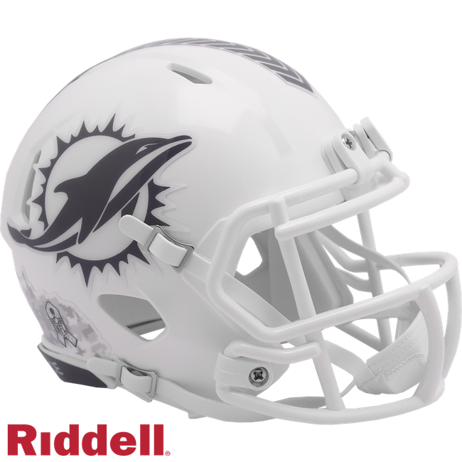 Miami Dolphins Helmet Riddell Replica Mini Speed Style Salute To Service 2024