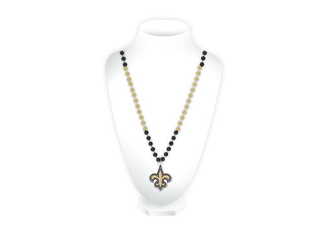 New Orleans Saints Beads with Medallion Mardi Gras Style
