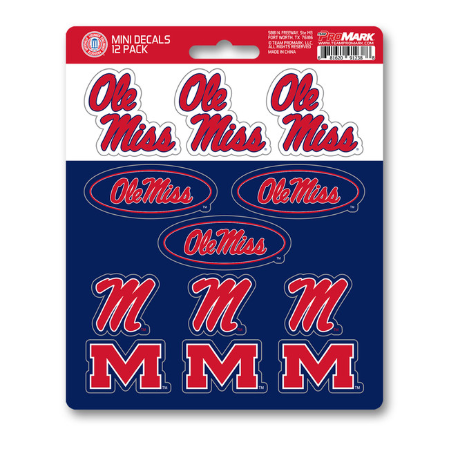 Ole Miss Rebels 12 Count Mini Decal Sticker Pack