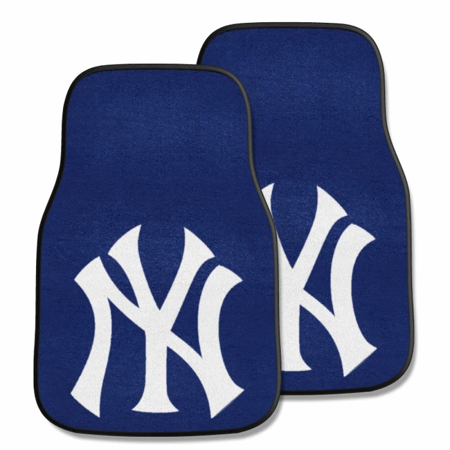 New York Yankees Front Carpet Car Mat Set - 2 Pieces NY Cap Logo