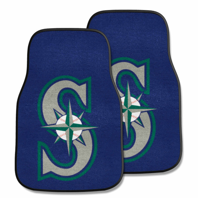Seattle Mariners Front Carpet Car Mat Set - 2 Pieces S Cap Logo