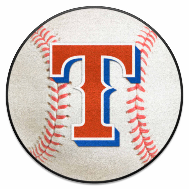 Texas Rangers Baseball Rug - 27in. Diameter T Cap Logo