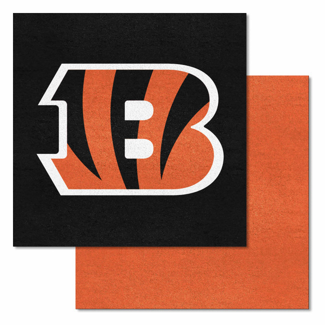 Cincinnati Bengals Team Carpet Tiles Striped B Priamry Logo Black