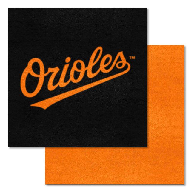 Baltimore Orioles Team Carpet Tiles - 45 Sq Ft. "Orioles" Logo "Orioles" Jersey Lettering