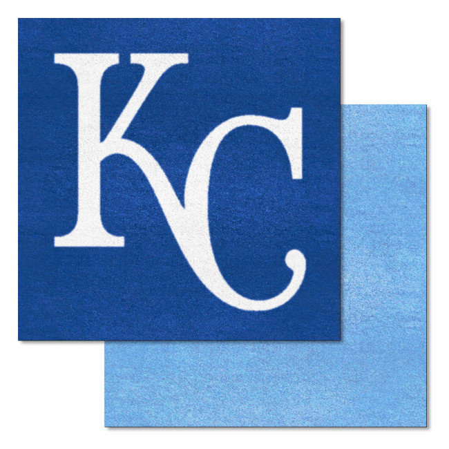 Kansas City Royals Team Carpet Tiles - 45 Sq Ft. KC Cap Logo
