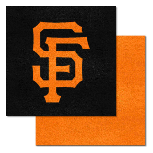 San Francisco Giants Team Carpet Tiles - 45 Sq Ft. Logo on Black SF Cap Logo