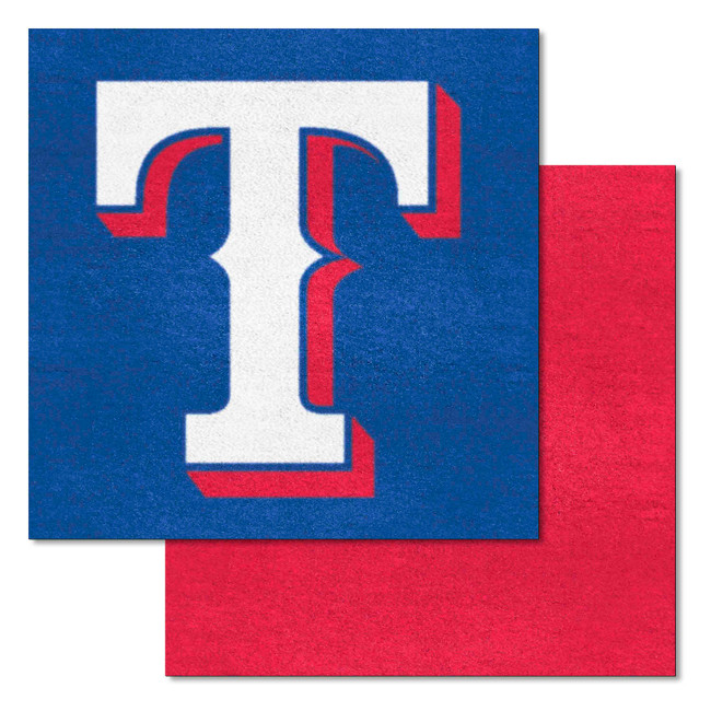 Texas Rangers Red & Navy Team Carpet Tiles - 45 Sq Ft. T Cap Logo