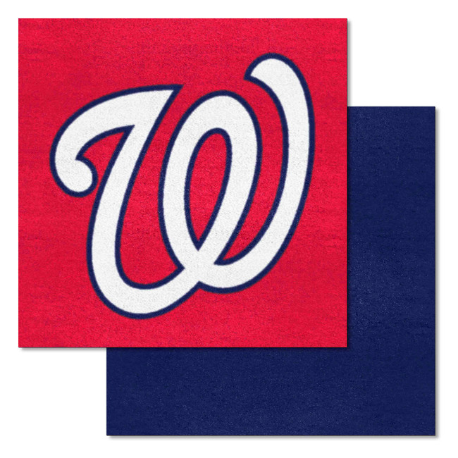 Washington Nationals Team Carpet Tiles - 45 Sq Ft. W Cap Logo