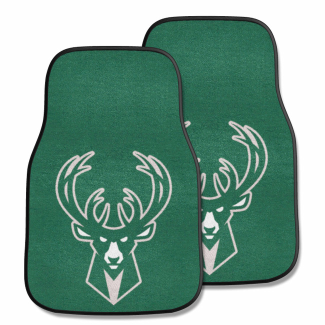 Milwaukee Bucks Front Carpet Car Mat Set - 2 Pieces Buck Head Primary Logo