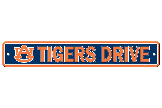 Auburn Tigers Sign 4x24 Plastic Street Sign