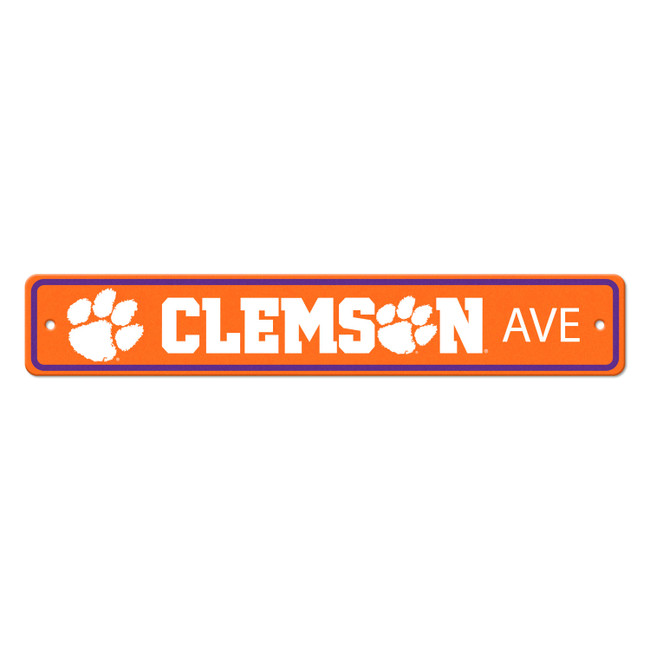 Clemson Tigers Team Color Street Sign D√©cor 4in. X 24in. Lightweight