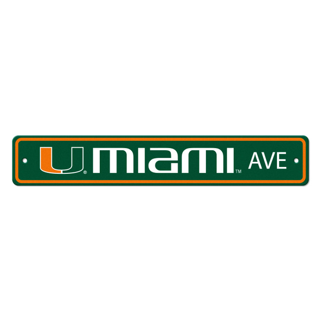 Miami Hurricanes Team Color Street Sign D√©cor 4in. X 24in. Lightweight