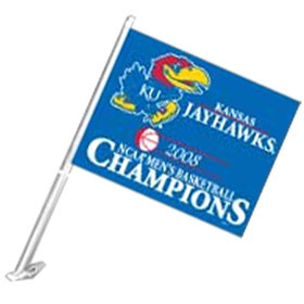 Kansas Jayhawks Flag Car Style 2008 Basketball National Champs Design