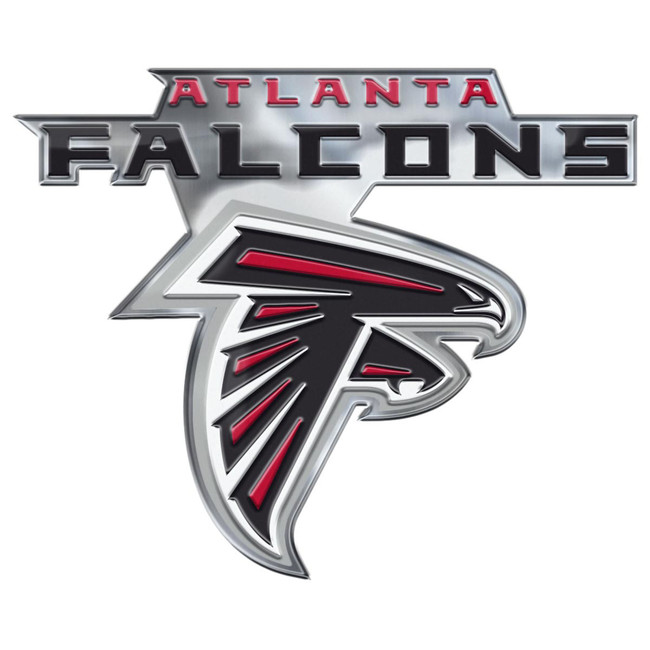 Atlanta Falcons Heavy Duty Aluminum Embossed Color Emblem - Alternate Falcon Primary Logo & Wordmark