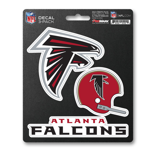 Atlanta Falcons Decal 3-pk 3 Various Logos / Wordmark Red
