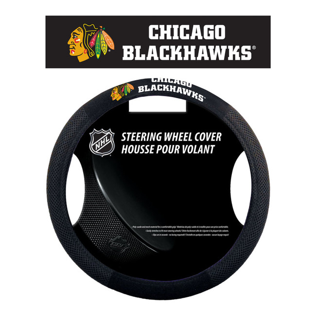 Chicago Blackhawks Steering Wheel Cover Mesh Style