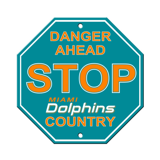 Miami Dolphins Sign 12x12 Plastic Stop Sign
