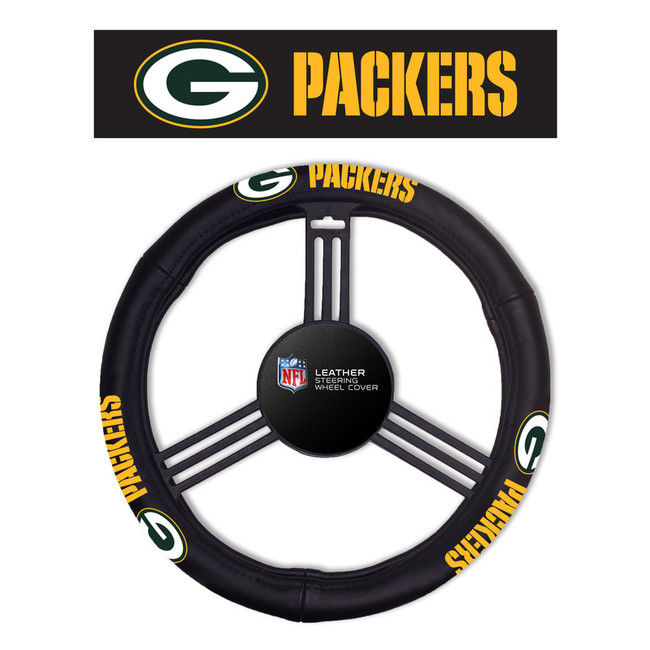 Green Bay Packers Steering Wheel Cover Leather Style