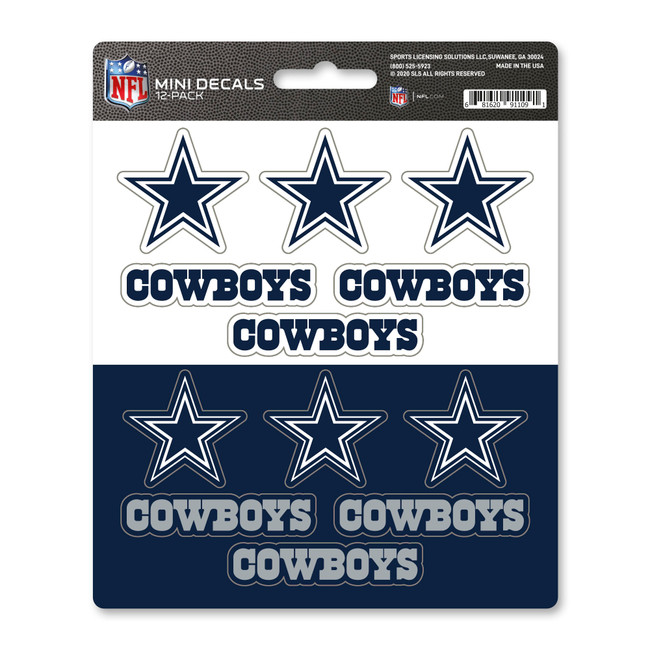 Dallas Cowboys Mini Decal 12-pk 12 Various Logos / Wordmark Blue