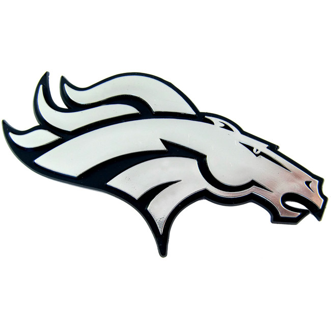 Denver Broncos Molded Chrome Plastic Emblem Bronco Head Primary Logo