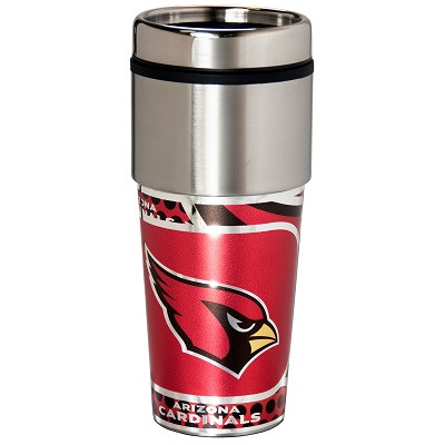 Arizona Cardinals 16  oz. Stainless Steel Travel Tumbler Metallic Graphics